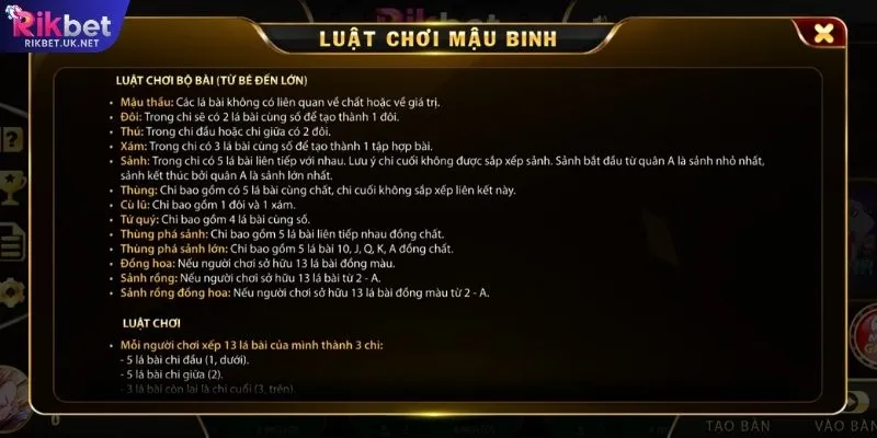 Bài Mậu Binh RIKBET – Game Bài Online Đỉnh Cao Cho Cược Thủ - jefuzi